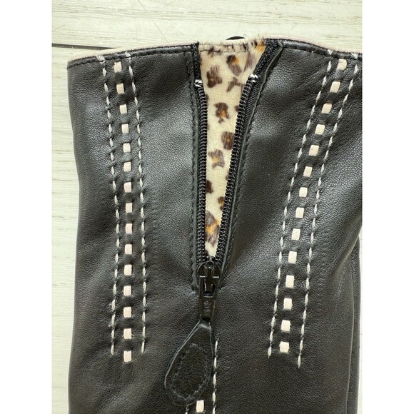 Redfish Designs Women’s M/L  Soft Leather Gloves Black Embroidered Lined - Picture 3 of 6